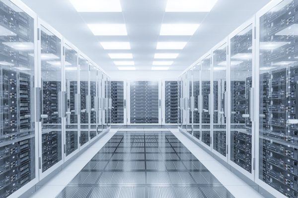 Server room. 3d rendering of data center